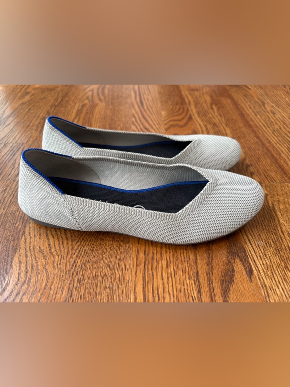 Rothys The Daily Knit Washable Round Toe Flats Light Grey Sz 8.5